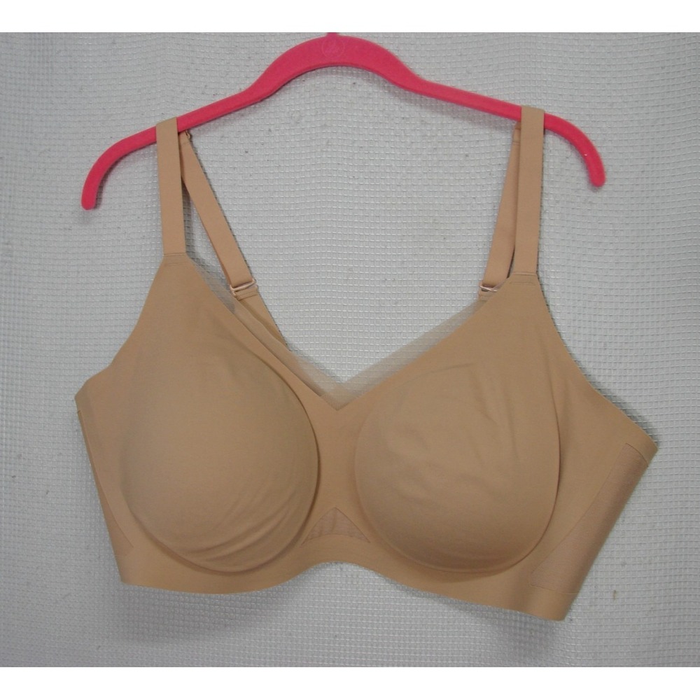Honey Love Crossover Bra 3X Nude Beige Wireless Removable Pads Full Coverage
